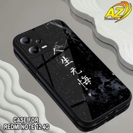 Softcase Glass Kaca Redmi Note 12 4G [MOTIF AZ02] Latest Mobile Phone Case - Mobile Phone Protector 