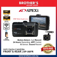 Apexi AP-X6FR Android Car HD Recorder Dashcam Front & Rear Car Camera APP Control 1080p Full HD Fron