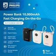 Philips 10000mAh Powerbank, 22.5W Fast Charge Built-in USB Type C Cable Travel Easy (DLP2228)