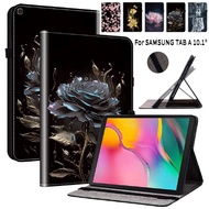 For Samsung Galaxy Tab A 10.1"(2019) Case SM-T510 T515 T517 Tablet Casing High Quality Fashion Paintings Pattern PU Leather Shockproof Silicone Shell Stand Flip Card Storage Protective Cover