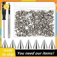 200 Pcs Cone Spikes Punk Spikes and Studs Kit Metal Tree Spike Screwback Studs for DIY Leathercraft 