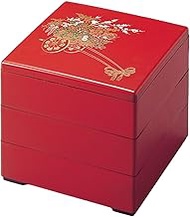 J-kitchens Excursion Lunch Box, Made in Japan, 3 Tiers, 6.5 Inches, Color Vermilion, 7.7 x 7.7 x 6.5