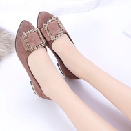 Fashion Square Diamond Pointed Toe Shoes Women's Flat Pumps Boat Shoes Boat Shoes Women's Shoes