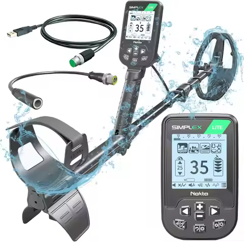 Nokta Simplex Lite Metal Detector with 9.5” Waterproof DD Search Coil, Vibration for Detecting Under