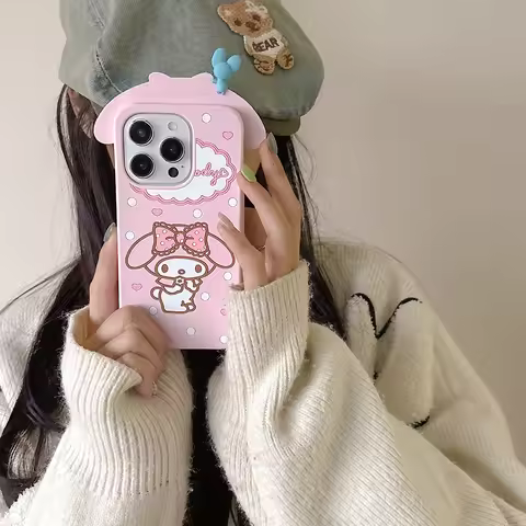 Kawaii Cartoon My Melody Cover Soft Silicone Case for iPhone 16 15 14 13 12 Pro Max 4 4s 5 5s 7 8 6