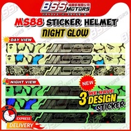3 NEW DESIGN MS88 Night Glow Sticker Pelekat Helmet Custom MS 88 Waterproof Protect & Tahan Calar St