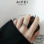 AIFEI JEWELRY 純銀戒指 Perempuan For Silver Ring Women Original Sterling Adjustable Perak Cincin Alphabet Accessories Retro 925 Korean R1401