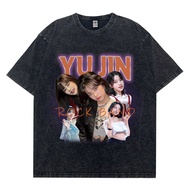 IVE An Yuzhen yujin Pure Cotton t-Shirt American Style Washed Short t Sleeve oversize Dropped Should