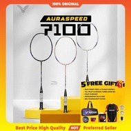 VICTOR AURASPEED 7100 Badminton Racket Original Raket Badminton Tali Grip Siap Pasang | REKEK