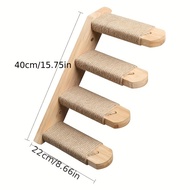Solid Wood Cat Tree with Hammock and Scratching Post - Wall-Mounted Climbing Ladder for Cats Cozy Pe