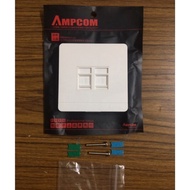 AMPCOM High Quality 2-Port Faceplate Wall Socket Wallplate Face plate RJ45 Networking RJ11 Telephone