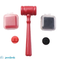 JENNIFERDZ Judge Stamp Hammer, Inkpad Portable Toy Wooden Hammer, Judges Costume Accessory Tool Wood