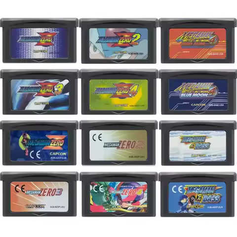 Mega MaN GBA Games Cartridge 32 Bit Video Game Console Card Zero 1-4 Red Sun Blue Moon for GBA
