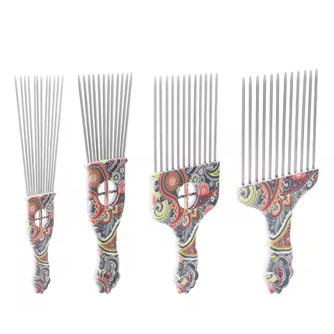 Afro Comb Afro Hair Pick Comb Hair Pick Comb Professional Afro Stainless Steel Detangle Hair Pick Co