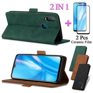2 IN 1 For VIVO 1906 Y11 2019For Wallet Leather Case Leather With Protector Screen Curved Ceramic Fi
