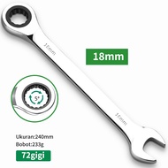 ISKU Kunci Pas Ring Ratchet 72 Gigi Ukuran 8-19mm Set 8 Pcs & Eceran Kunci Krek Kombinasi Bolak Bali