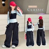 Lc. Kids Cool Beauty Laced-Up Overalls Suit Big Kid Girls Girl Autumn Clothes Long-Sleeved