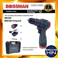 BOSSMAN 18V Cordless Impact Drill Driver BBD18V BBI18V Hammer Drill / gerudi impak tanpa wayar Mesin