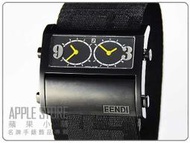 【蘋果小舖】FENDI  Zip Code 限量廣告款 兩地時間 LOGO 緹花腕錶 - IP黑色