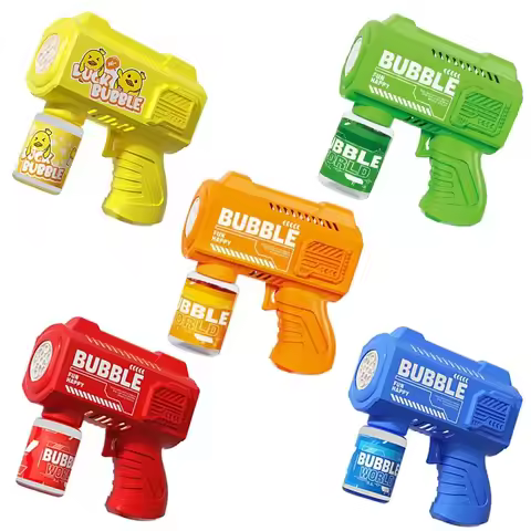 Square Electric Bubble Gun 7-Hole Automatic Bubble Machine Electric Bubble Gun with Lights High Capa