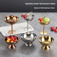 304 Stainless Steel Ice Cream Cup, Stemmed Dessert Bowl for Fruit Pudding Salad