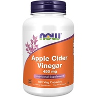 NOW Supplements, Apple Cider Vinegar 450 mg, 180 Vegan Capsules Derived from Fermentation of Sweet Apple Cider