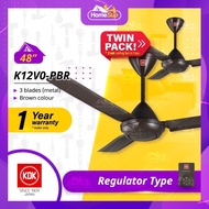 KDK K12v0-pbr Ceiling Fan – 48 Inch, Regulator, Brown, Twin Pack (2 Units/Box) | Kipas Siling