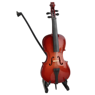 (BJYX) Dollhouse Miniature Wood Cello with Stand & Bow Mini Musical Instrument Decoration Musical In