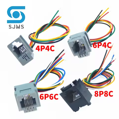 5PCS RJ11 RJ12 RJ45 Telephone FEMALE SOCKET 4P4C 6P4C 6P6C 8P8C Connector With Wire Female Jack Conn