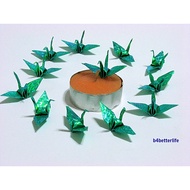 100pcs Cyan Color 1.5 Inch Origami Cranes Hand-folded From 1.5"x1.5" Square Paper. (CY paper series)