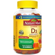 กัมมี่ วิตามินดี 3 Nature Made Extra Strength Vitamin D3 5000 IU 125 mcg 90 gummies วิตามินแสงแดด ดูดซึมแคลเซียม