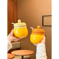 Ins Cute Lard Jar High Temperature Resistant Kitchen Salt Jar Chili Oil Meat Oil Storage Jar with Li