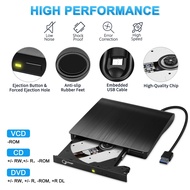 External DVD Drive, USB 3.0 Portable CD/DVD +/-RW Drive/DVD Player for Laptop CD ROM Burner Compatible with Laptop Desktop PC Windows Linux OS Apple Mac Black