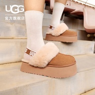 UGG秋季新款女士包头厚底LOGO茸茸休闲便鞋1113474CHE|栗色38
