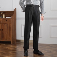 Mr. Lusan New Autumn Italian Retro Naples High Waist Straight Pants Trendy Casual Fashion Suit Pants Men