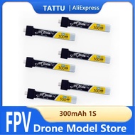 6Pcs TATTU 1S 3.8V 300mAh 75C LiPo Battery For RC Helicopter Quadcopter FPV Racing Drone Parts With 