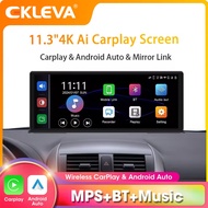 EKLEVA 4K Dash Cam Supports Wireless CarPlay and Android Auto Navigation WiFi AUX Audio Connection C