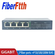 fiber switch 5 RJ45 2 SC fiber Gigabit Fiber Optical Media Converter 5 UTP Ethernet 10/100/1000M
