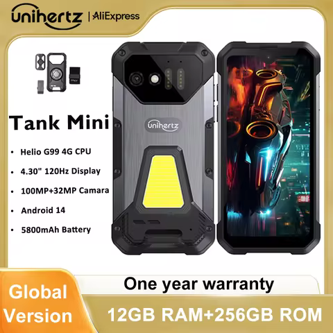 Unihertz 8849 Tank Mini Rugged Smartphone 4.3 Inch Small Cell Phone 24GB+256GB Android 13 5800mAh 10