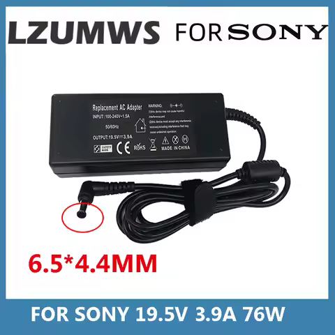 19.5V 3.9A 76W 6.5*4.4MM Charger For SONY Vaio Laptop AC Adapter 19.5V VGP-AC19V20 VGP-AC19V19 VGP-A