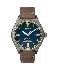 [包順豐] Timex Waterbury 40mm Gunmetal Case Blue Dial Brown Strap TW2P83800 Quartz Watch
