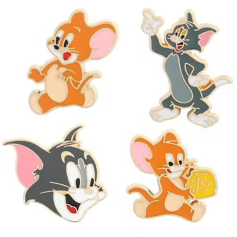 Animal Toms Cat Mouse Cartoon Enamel Pin Anime Brooches Bag Lapel Pin for Backpacks Decoration Cloth