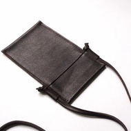 Leather phone bag in dark brown, Travel pouch, utilitarian sling bag.