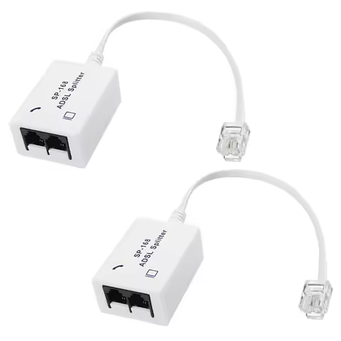 2Pcs DSL Filter Splitter ADSL Splitter Splitter For Phone Line Male To 2 Female RJ11 6P4C/6P2C Telep