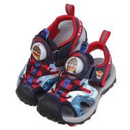 童鞋(15~19公分)POLI救援小英雄羅伊紅色點陣迷彩兒童電燈護趾涼鞋B1B222A