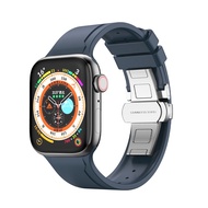 สายรัดยางสำหรับนาฬิกา Apple Ultra 49มม. สปอร์ตยางรัดสำหรับ I Watch Series 8 7 45มม. 41มม. SE6 44มม. 40มม. ตัวล็อกแบบผีเสื้อ (ไม่รวมนาฬิกา)