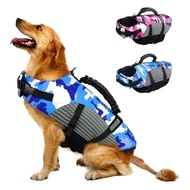 Dog Life Jacket Ripstop  Floatation Safety Vest Adjustable Swimsuit Reflective Preserver with Rescue for Swimming