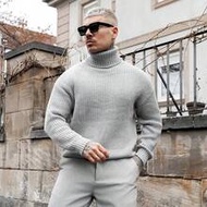 เสื้อสเวตเตอร์คอเต่าผู้ชาย Old Money 1 ตัว, เสื้อท็อปแขนยาว