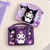 Handheld Portable Telescopic Holder Colorful 3D Kuromi Silicone+PC Tablet Protective Case,For iPad m