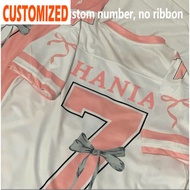【Free Custom Name】Baju Jersey Perempuan Number 7 Dry T Shirt Coquette Oversized American Style Shoul